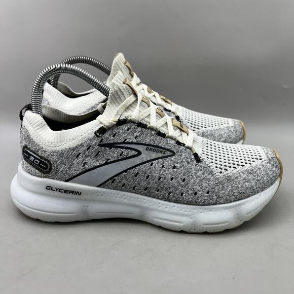 Brooks Glycerin Stealthfit 20 Running Shoes Women Size 9 White Gray Low Sneakers - Picture 1 of 9